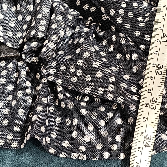 🆕 PRETTYLITTLETHING | Black Polka Dot Mesh Ruched Frill Hem Dress size 12 - Picture 11 of 11
